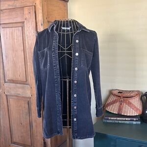 ZARA 90s Black Denim Shirt Jacket